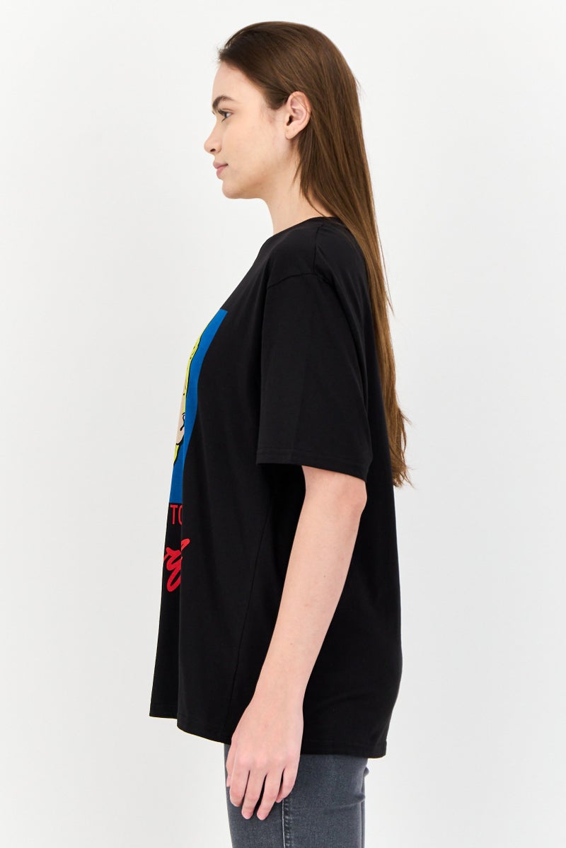 Marilyn Monroe Women Oversized Fit Crew Neck Short Sleeve Graphic Print T-Shirt, Black - Image 2